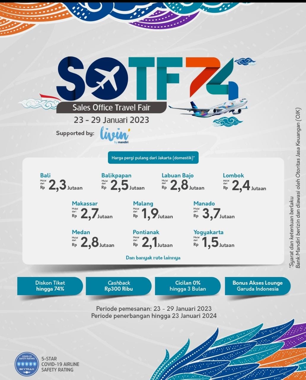 Gelar SOTF 2023, Garuda Indonesia Obral Diskon Tiket hingga 74%. Cek Rute Incaranmu Disini!