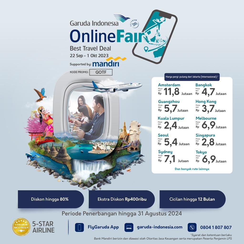 Buruan! Garuda Indonesia Online Travel Fair Obral Diskon Hingga 80%