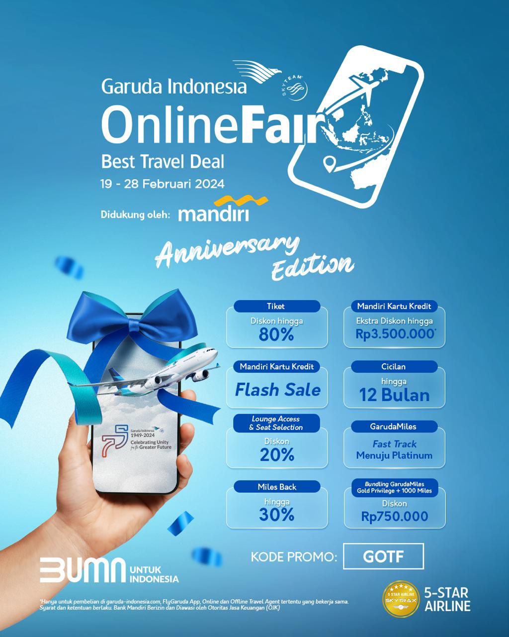 Gelar GOTF Anniversary Edition 2024, Garuda Indonesia Obral Diskon Tiket Pesawat Hingga 80%