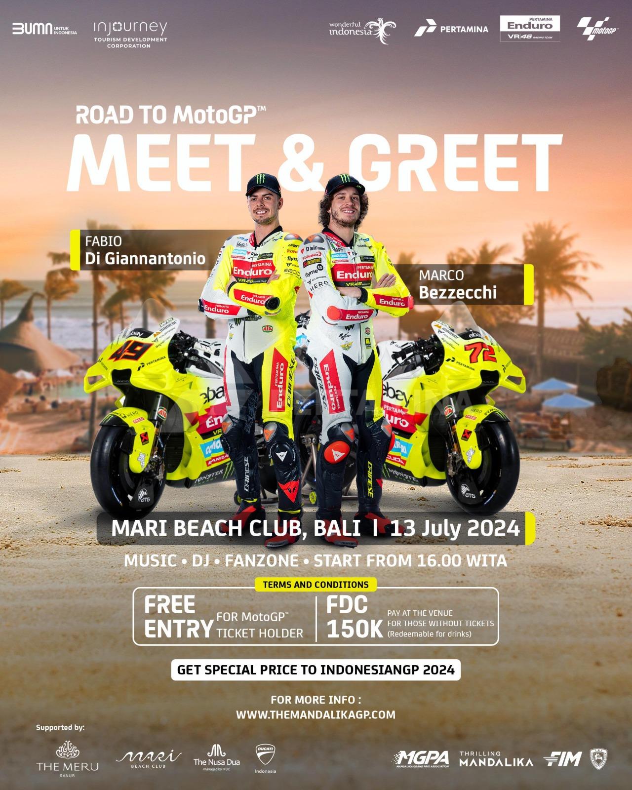 Jelang Pertamina GP of Indonesia 2024: Pembalap VR46 Racing Team Siap Temui Fans di Bali